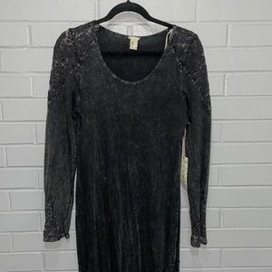 Acid wash black dress